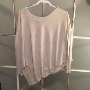High low tan long sleeve shirt